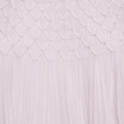 Chloe Purple Lace Trim Chiffon Smocked Off Shoulder Top S