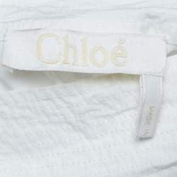 Chloe White Cotton Puff Sleeves High Neck Blouse L