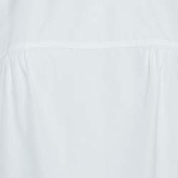 Chloe White Cotton Puff Sleeves High Neck Blouse L