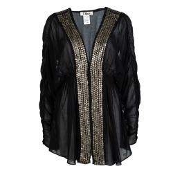 Pre Owned Chloe Black Cotton Voile Embellished Tunic M