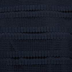 Chloe Navy Blue Crochet Flutter Sleeve Top S