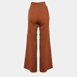 Chloe Brown Rust Virgin Wool Button Detailed Wide Leg Pants S