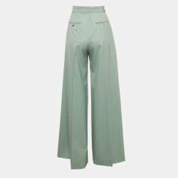Pre Owned Chloe Mint Green Wool High-Rise Wide Leg Trousers S