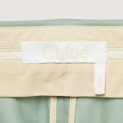Pre Owned Chloe Mint Green Wool High-Rise Wide Leg Trousers S