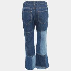 Pre Owned Chloe Blue Patchwork Denim High-Rise Cropped Jeans L Waist 30"