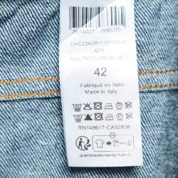 Pre Owned Chloe Blue Patchwork Denim High-Rise Cropped Jeans L Waist 30"