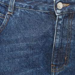 Pre Owned Chloe Blue Patchwork Denim High-Rise Cropped Jeans L Waist 30"