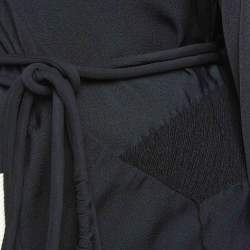 Pre Owned Chloe Black Crepe One Shoulder Belted Maxi Dress M