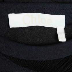 Pre Owned Chloe Black Crepe One Shoulder Belted Maxi Dress M