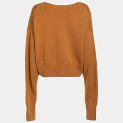 Pre Owned Chloe Brown Cashmere Knit V-Neck Sweater M