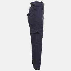 Pre Owned Chloe Deep Navy Blue Gabardine Cotton Cargo Pants S