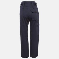 Pre Owned Chloe Deep Navy Blue Gabardine Cotton Cargo Pants S
