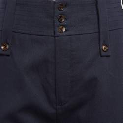 Pre Owned Chloe Deep Navy Blue Gabardine Cotton Cargo Pants S