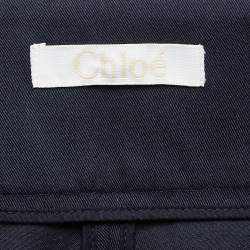 Pre Owned Chloe Deep Navy Blue Gabardine Cotton Cargo Pants S