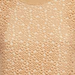 Chloe Beige Lace and Wool Short Sleeve Sweatshirt S