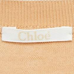 Chloe Beige Lace and Wool Short Sleeve Sweatshirt S