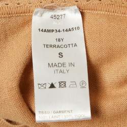 Chloe Beige Lace and Wool Short Sleeve Sweatshirt S