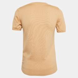 Chloe Beige Lace and Wool Short Sleeve Sweatshirt S