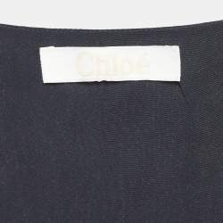 Pre Owned Chloe Navy Blue Silk V-Neck Full Sleeve Top S