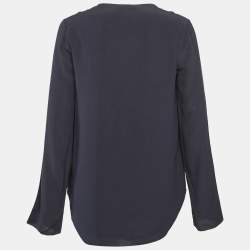 Pre Owned Chloe Navy Blue Silk V-Neck Full Sleeve Top S
