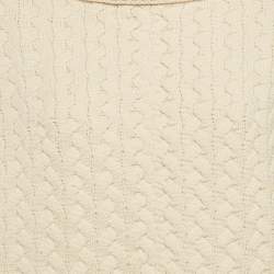Pre Owned Chloe Ecru Beige Cable Knit High Neck Jumper S