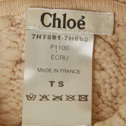 Pre Owned Chloe Ecru Beige Cable Knit High Neck Jumper S