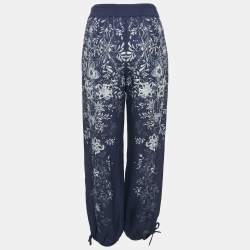 Pre Owned Chloé Blue/Beige Floral Print Crepe Harem Pants S