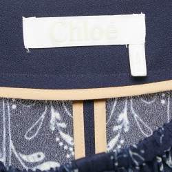 Pre Owned Chloé Blue/Beige Floral Print Crepe Harem Pants S