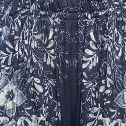 Pre Owned Chloé Blue/Beige Floral Print Crepe Harem Pants S