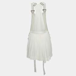 Pre Owned Chloe Milk White Georgette Buckle Front Pleated Mini Dress S