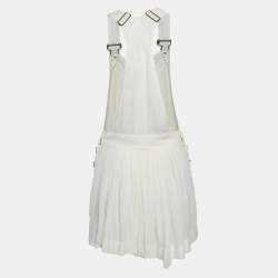 Pre Owned Chloe Milk White Georgette Buckle Front Pleated Mini Dress S