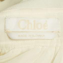 Pre Owned Chloe Milk White Georgette Buckle Front Pleated Mini Dress S