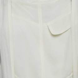 Pre Owned Chloe Milk White Georgette Buckle Front Pleated Mini Dress S