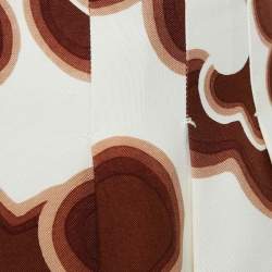Chloe Brown Doodle Print Silk Pleated Mini Skirt S