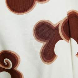 Chloe Brown Doodle Print Silk Pleated Mini Skirt S