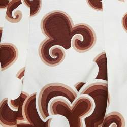 Chloe Brown Doodle Print Silk Pleated Mini Skirt S