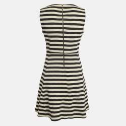 Pre Owned Chloe Vanilla Cream Stripe Wool Sleeveless Mini Dress M