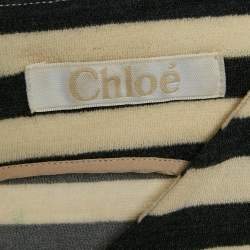 Pre Owned Chloe Vanilla Cream Stripe Wool Sleeveless Mini Dress M
