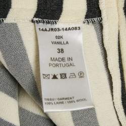 Pre Owned Chloe Vanilla Cream Stripe Wool Sleeveless Mini Dress M