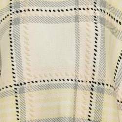 Chloe Yellow Plaid Cashmere Fringed Poncho Sweater XS/S