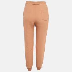 مملوكة مسبقًا بنطلون كلوي بتفاصيل سحاب كريب بني فاتح صغير