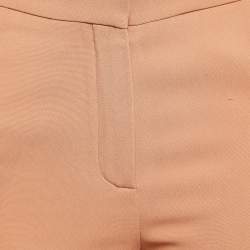 مملوكة مسبقًا بنطلون كلوي بتفاصيل سحاب كريب بني فاتح صغير