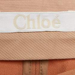 مملوكة مسبقًا بنطلون كلوي بتفاصيل سحاب كريب بني فاتح صغير