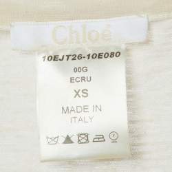 Chloe Ecru Cream Knit Lace Trimmed Top XS