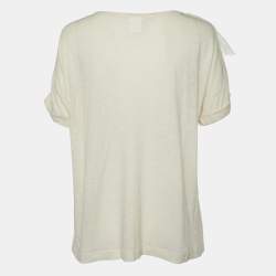 Chloe Ecru Cream Knit Lace Trimmed Top XS