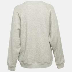 Pre Owned Chloe Grey Printed Cotton Knit Crew Neck Sweatshirt S