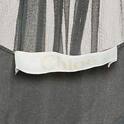 Pre Owned Chloe Anthracite Grey Crepe Silk Beaded Maxi Dress L