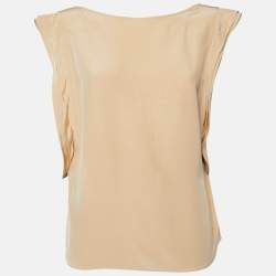 Chloe Peach/Beige Silk Sleeveless Top L