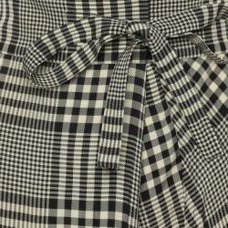 Chloe Monochrome Checkered Viscose Tie Midi Skirt S