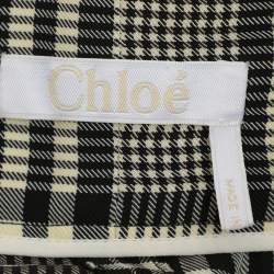 Chloe Monochrome Checkered Viscose Tie Midi Skirt S